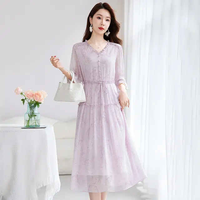 水墨佳人 舒适通勤简约短袖连衣裙 女款