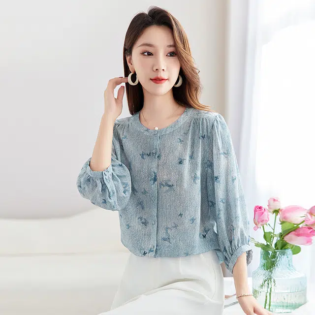 水墨佳人 真丝双绉印花上衣 女款