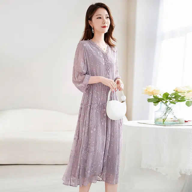 水墨佳人 时尚舒适百搭短袖连衣裙 女款