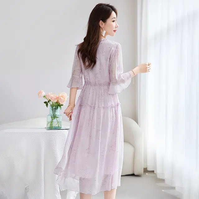 水墨佳人 舒适通勤简约短袖连衣裙 女款