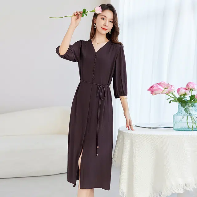 水墨佳人 柔软亲肤舒适时尚设计百搭短袖连衣裙 女款