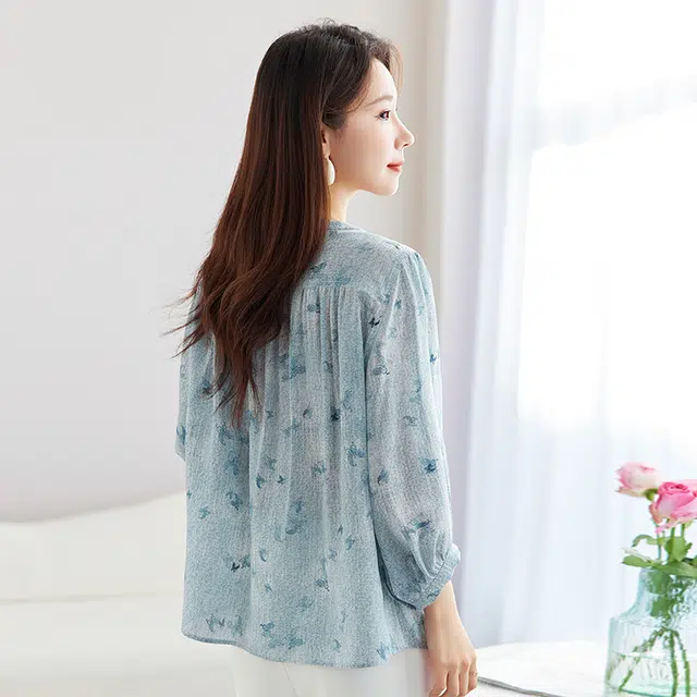水墨佳人 真丝双绉印花上衣 女款