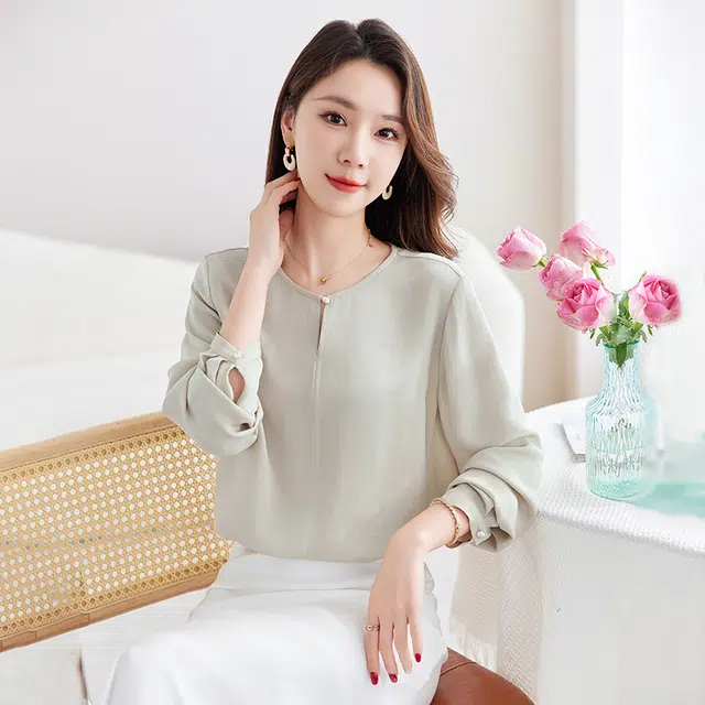 水墨佳人 真丝弹力重绉小衫 女款