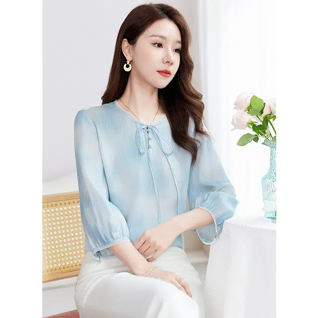 水墨佳人 桑蚕丝合身长袖衬衫 女款