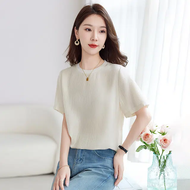水墨佳人 舒适亲肤真丝桑蚕丝短袖衬衫 女款