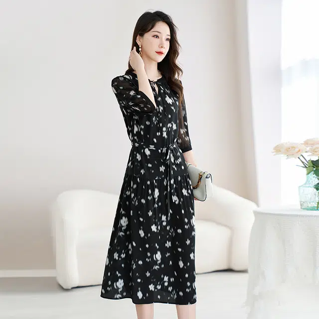 水墨佳人 休闲时尚简约短袖连衣裙 女款