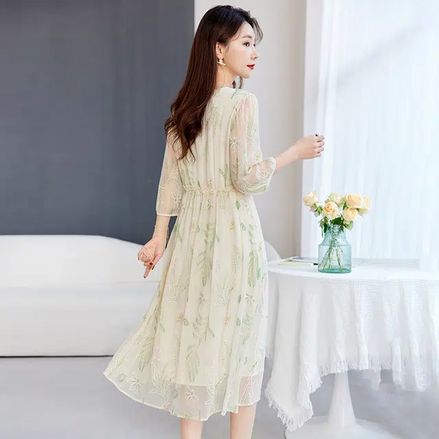 水墨佳人 舒适百搭修身舒适柔软亲肤短袖连衣裙 女款