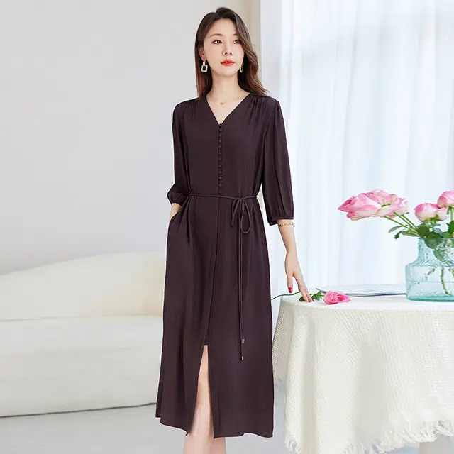 水墨佳人 柔软亲肤舒适时尚设计百搭短袖连衣裙 女款