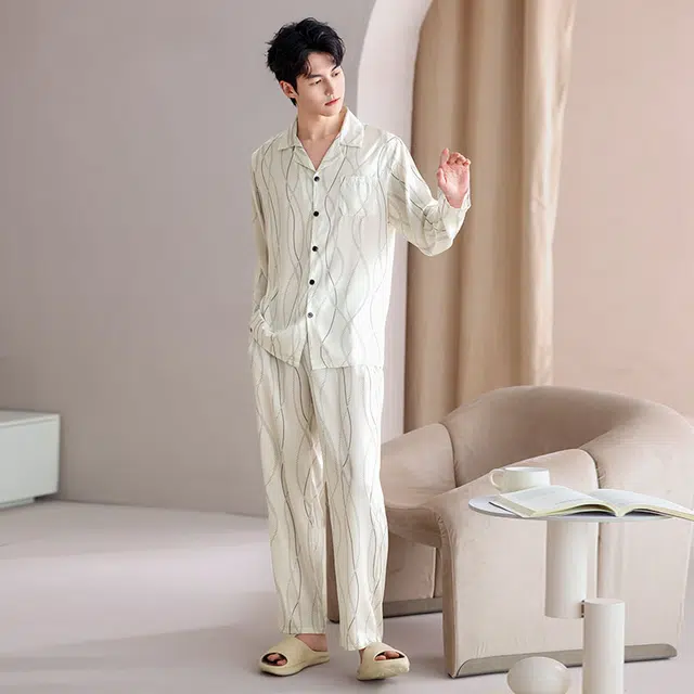 帕兰朵 凉感舒适亲肤透气家居服睡衣套装 男款 图片色