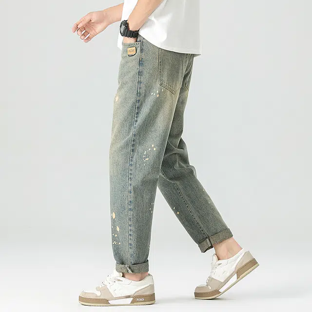 快鱼 基础款美式复古水洗简约舒适直筒宽松通勤垂感亲肤透气休闲牛仔裤 男女同款 怀旧蓝