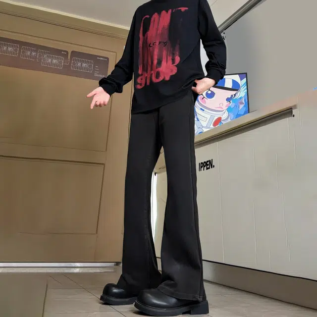 快鱼 巴黎柳叶美式高街潮流弯刀裤青少年时尚直筒微喇裤百搭高街风长裤美式裤子牛仔裤 男女同款