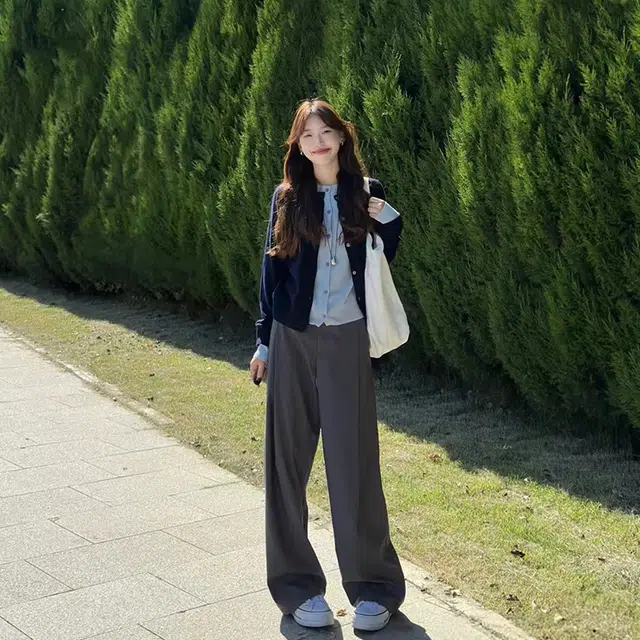 梨九九 假两件针织衫开衫上衣女韩系穿搭秋冬叠穿毛衣慵懒风长袖外套 休闲套装 女款