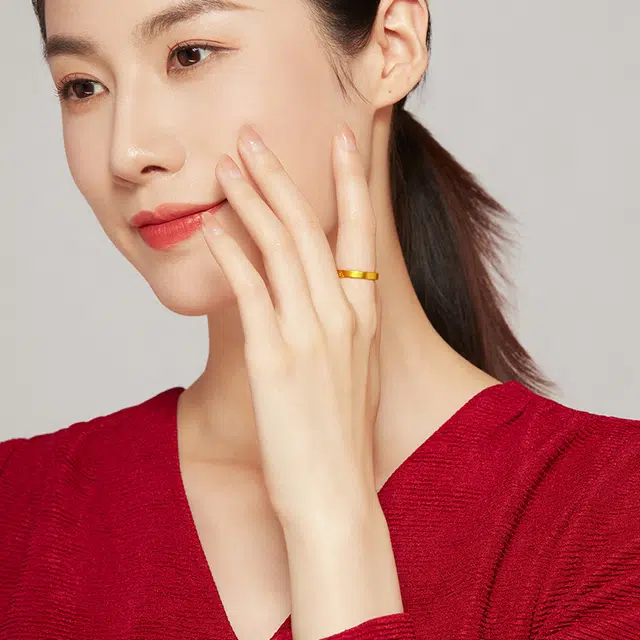 老凤祥 双喜情侣对戒女戒 足金 按克计价 黄金戒指 女款