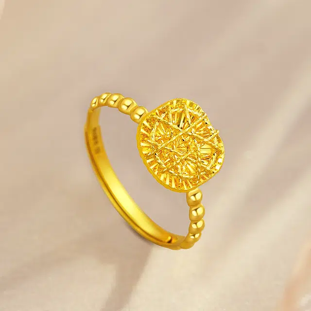 老凤祥 花丝小方糖指环 足金 按克计价 黄金戒指 女款