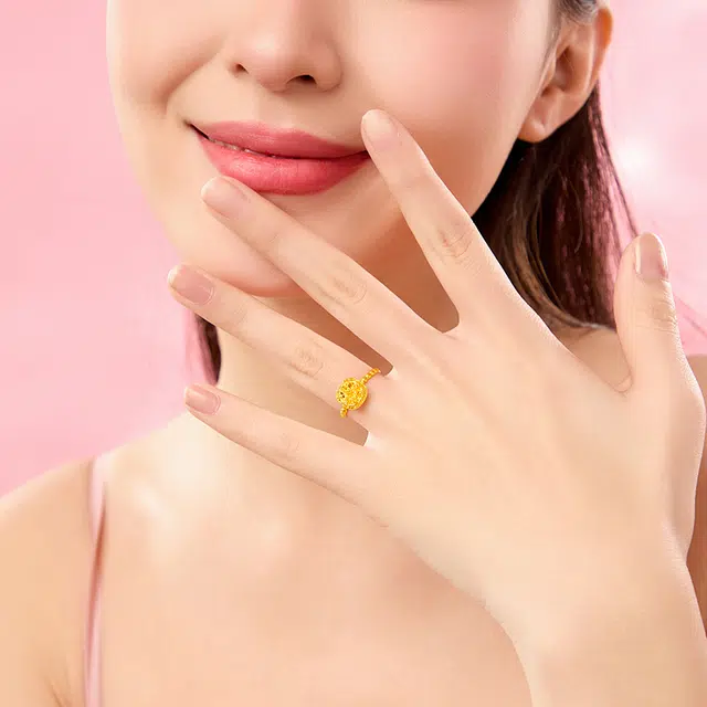 老凤祥 花丝小方糖指环 足金 按克计价 黄金戒指 女款