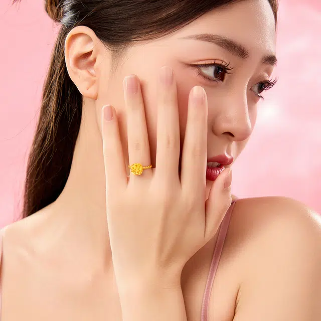 老凤祥 花丝小方糖指环 足金 按克计价 黄金戒指 女款