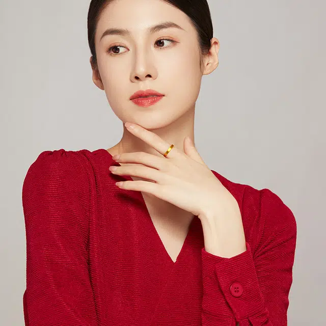 老凤祥 双喜情侣对戒女戒 足金 按克计价 黄金戒指 女款