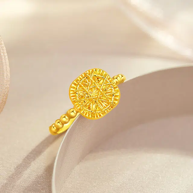 老凤祥 花丝小方糖指环 足金 按克计价 黄金戒指 女款