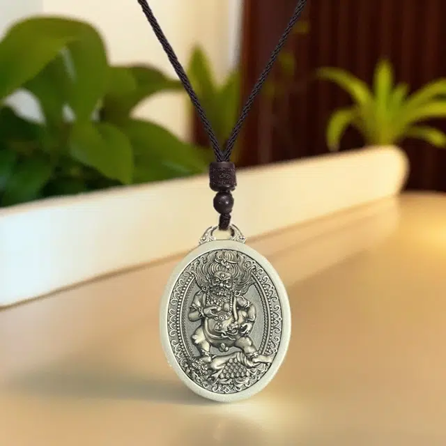 喜三福 【黑财神】八方来财财源滚滚诸事顺利精工雕刻转运珠时尚小众高级感电黑工艺百搭礼盒款 足银 项链 男女同款情侣款
