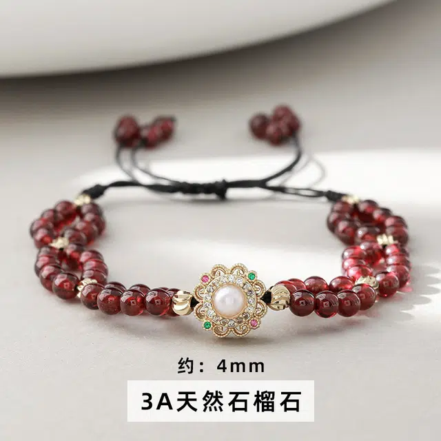 安道子 高级感出游好运天然石榴石手串 女款