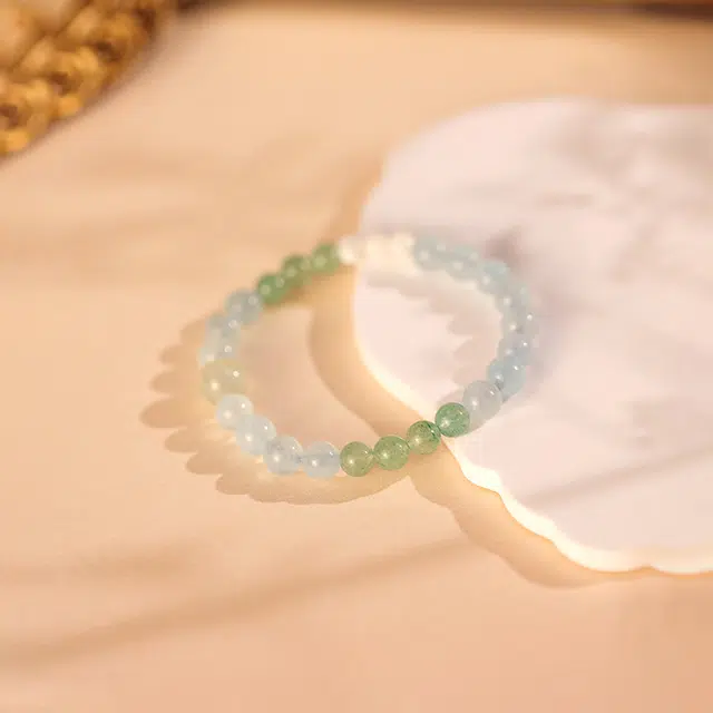 安道子 小众高级感好运天然海蓝宝手串 女款