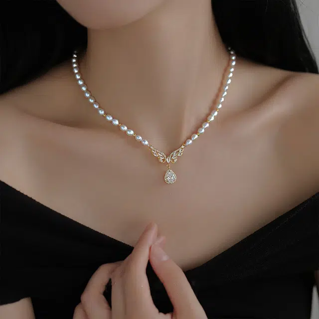 安道子 气质时尚可爱高级感小众设计感#好运 淡水珍珠 项链 女款