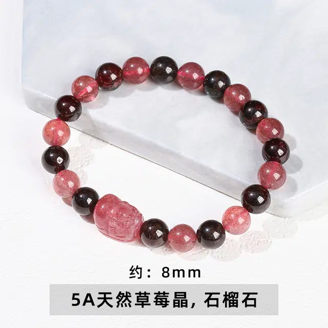 安道子 貔貅手链时尚小众  恋爱 出游好运天然石榴石手串 女款