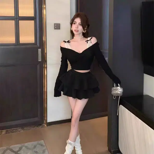 依钗 绝美设计感假两件时尚长袖内搭针织衫 女款