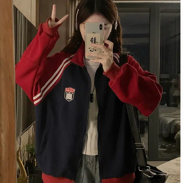费尔岛上的猫 美式复古高级感拼接刺绣棒球服夹克 男女同款