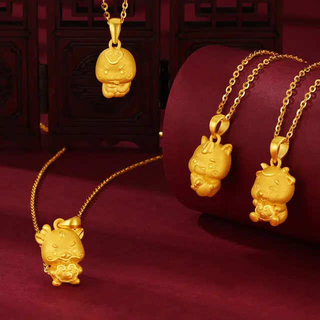 萃华金店 十二生肖 好运 本命年生肖蛇福禄吉祥 瑞兽呈祥 福泽绵长 足金 按克计价 黄金项链 男女同款情侣款
