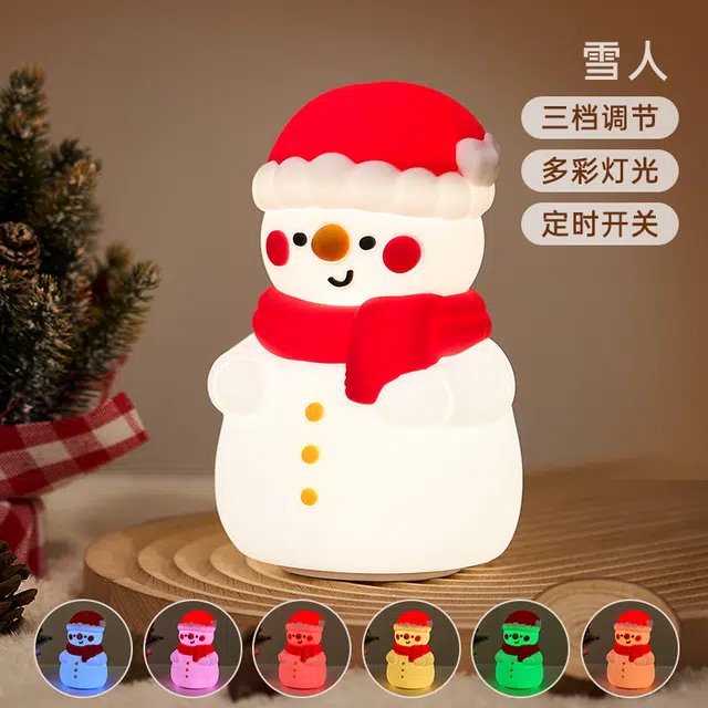 乐乐鱼 圣诞雪人小夜灯 床头感应拍拍灯 早教益智玩具