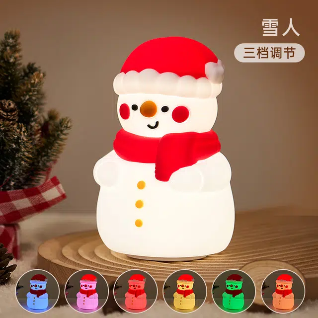 乐乐鱼 圣诞雪人小夜灯 床头感应拍拍灯 早教益智玩具