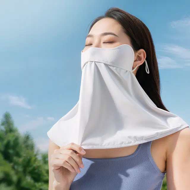 匹克 护颈冰丝凉感透气防紫外线护眼角挂耳款 围脖套户外骑行运动专用 锦纶 防晒面罩 女款