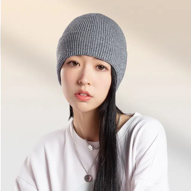 匹克 舒适休闲简约 护耳保暖防寒加绒加厚 粘胶纤维 聚酯纤维 绒线帽 男女同款情侣款 灰色