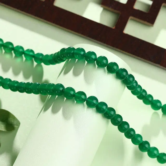 赛菲尔 新中式复古翠绿 经典串珠圆珠 玉髓 玉石项链 女款
