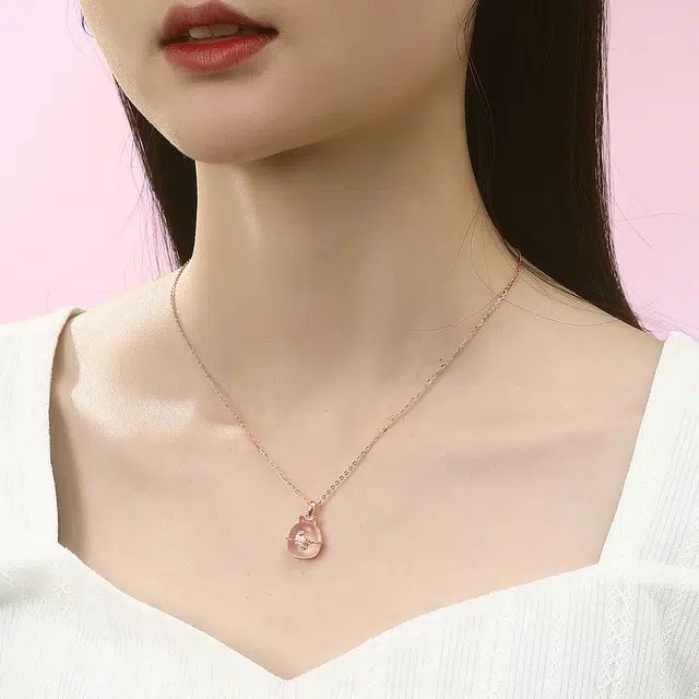 赛菲尔 吸睛萌喵精致甜美猫咪 芙蓉石 项链 女款