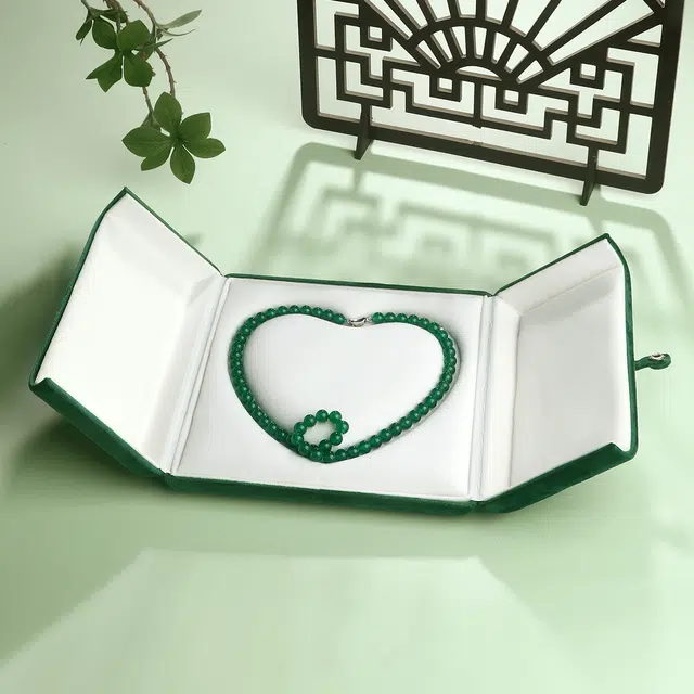 赛菲尔 新中式复古翠绿 经典串珠圆珠 玉髓 玉石项链 女款