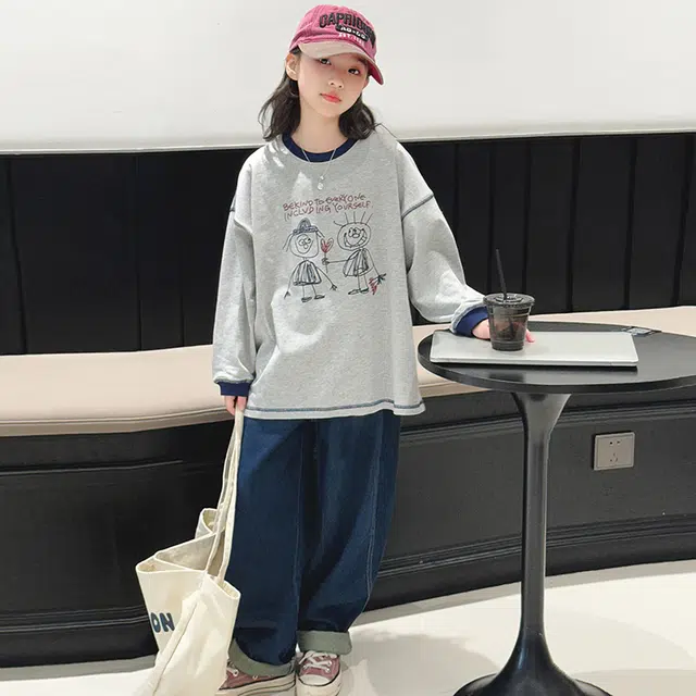 木木屋 舒适亲肤简约圆领落肩长袖卫衣青少年