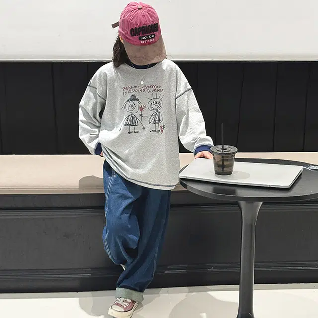 木木屋 舒适亲肤简约圆领落肩长袖卫衣青少年