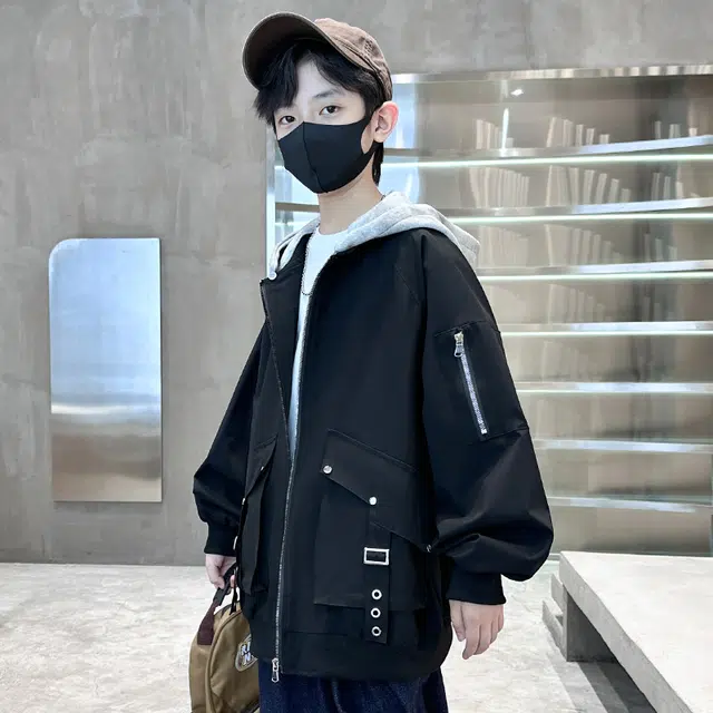 木木屋 舒适连帽拉链夹克外套 青少年
