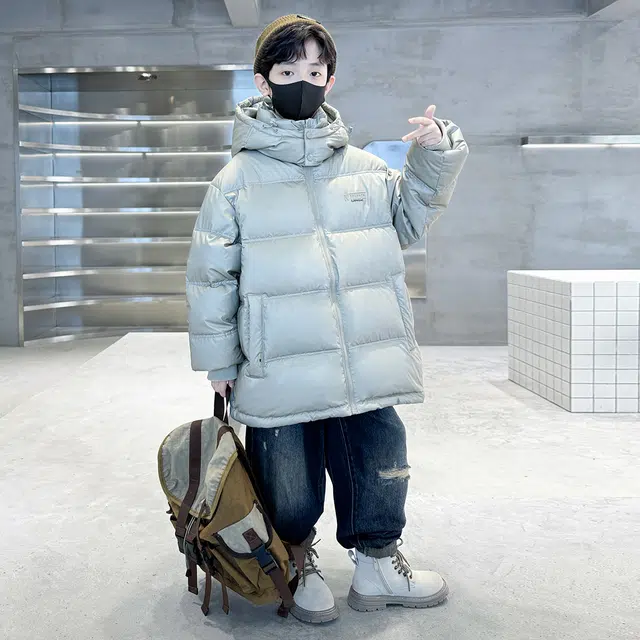 木木屋羽绒服 时尚连帽舒适简约长袖 银色 青少年