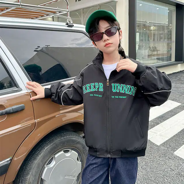 木木屋 复古运动立领侧边条纹舒适柔软轻盈夹克外套 儿童款