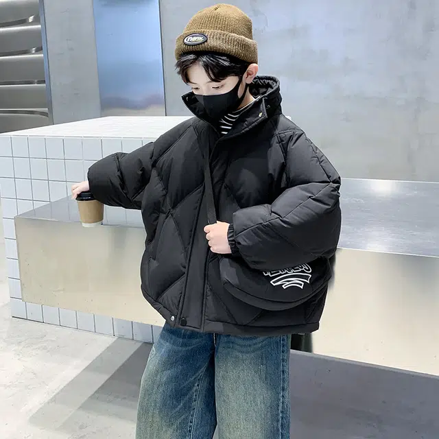 木木屋 时尚洋气立领插肩纯色长袖羽绒服 青少年