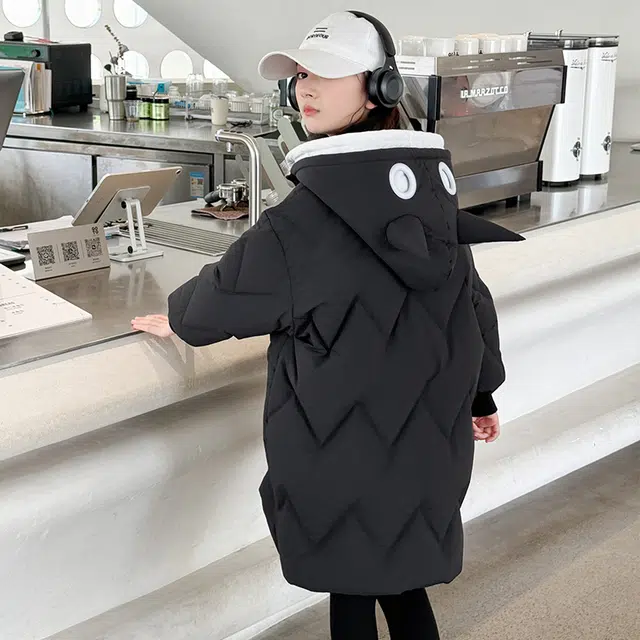 木木屋 连帽洋气休闲纯色长袖羽绒服 青少年