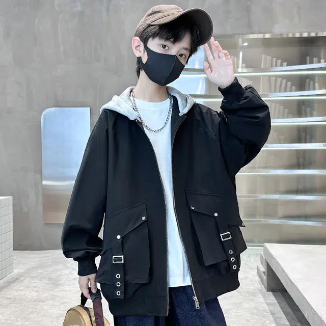 木木屋 舒适连帽拉链夹克外套 青少年