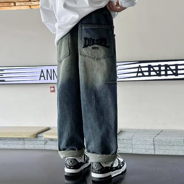 木木屋 松紧腰洋气简约舒适纯色休闲牛仔裤 青少年 蓝色