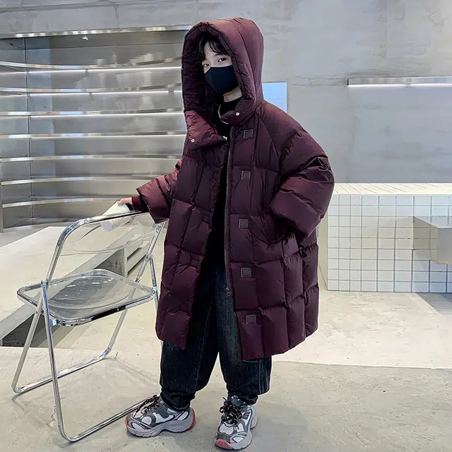 木木屋 连帽洋气纯色休闲长袖羽绒服 青少年