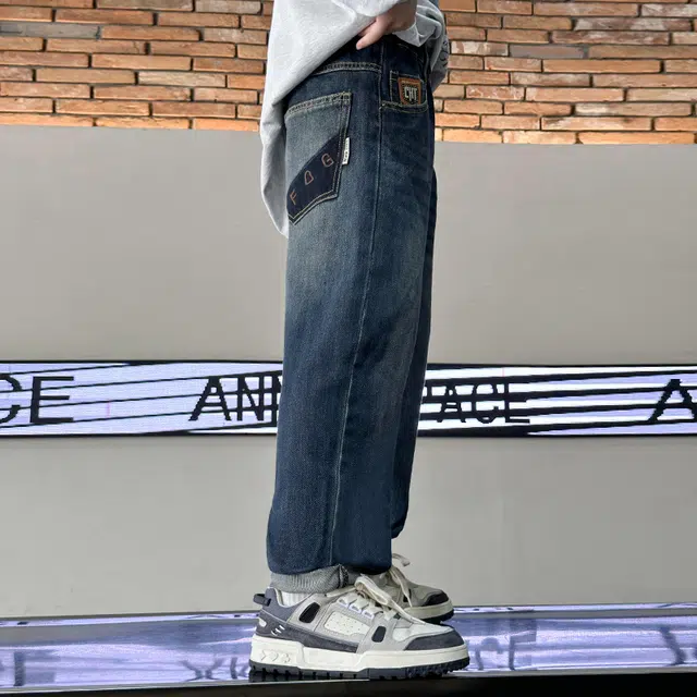 木木屋 纯色舒适透气牛仔裤 青少年 蓝色
