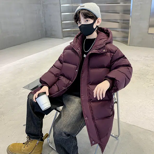 木木屋 纯色连帽洋气长袖羽绒服 青少年