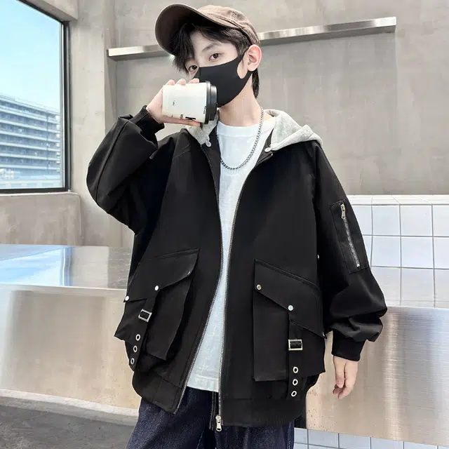 木木屋 舒适连帽拉链夹克外套 青少年